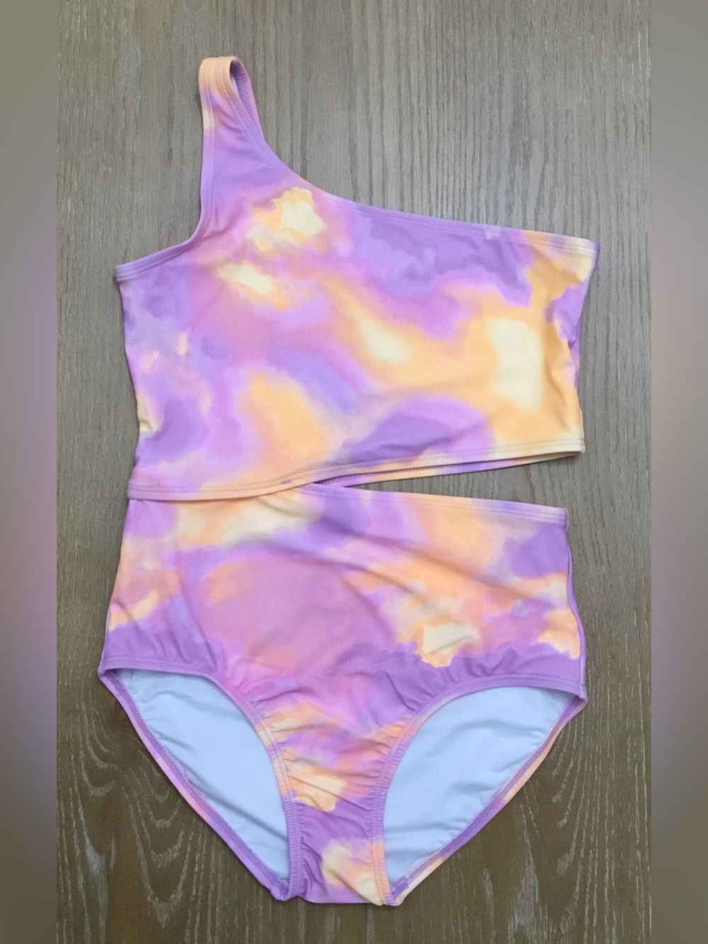 Old Navy girl’s swimwear tie-dye one-shoulder swimsuit - K127
